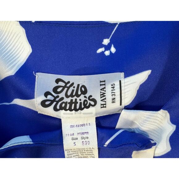 1970s Hilo Hattie Vintage Hawaiian Dress Blue White Muumuu Long Maxi S M - Picture 5 of 11